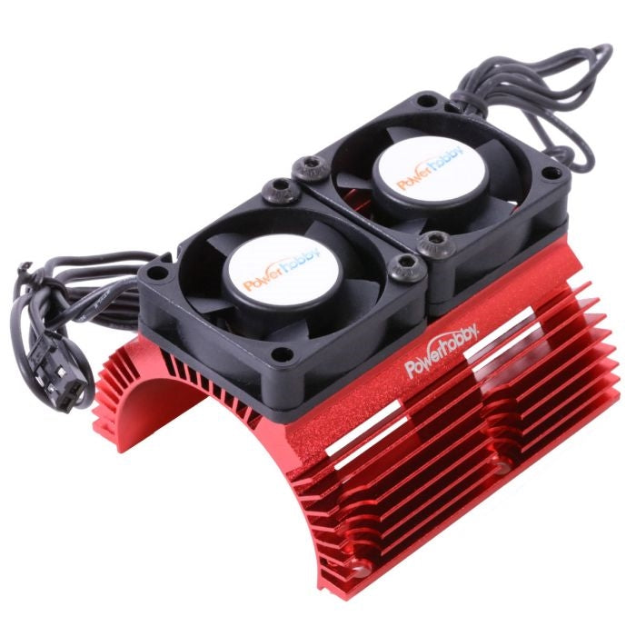 Powerhobby Heat Sink with Twin Tornado High Speed Fans, for 1/8 Motors, Red