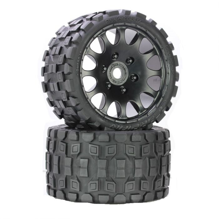 Powerhobby Scorpion BELTED Monster Truck Pre-mounted Tires on 3.8" Wheels (2)