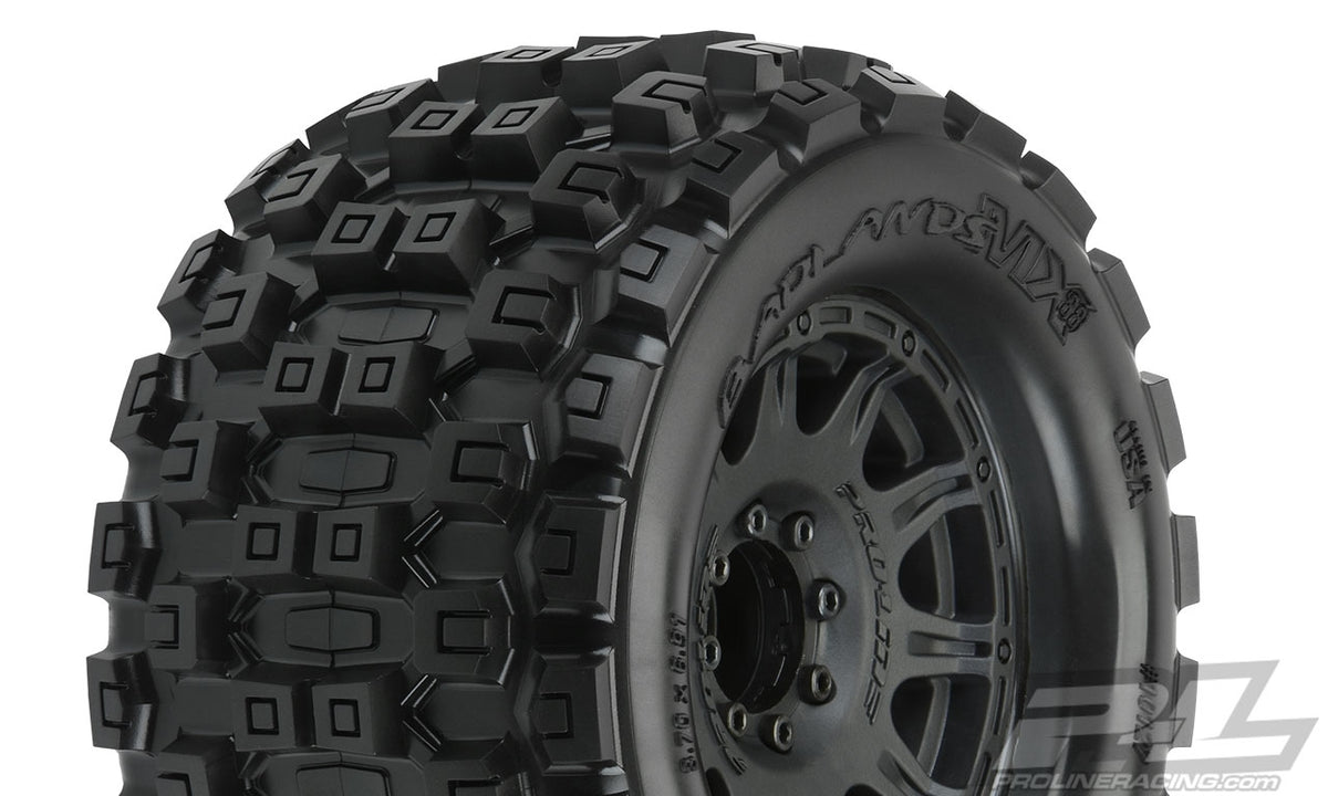 Pro-Line Badlands MX38 3.8" All Terrain Tires Mounted on Raid 8x32 Wheels (2)