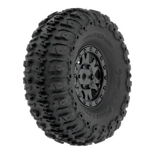 Pro-Line Trencher 1.0" Tires Mounted on Black Impulse Beadlock Wheels (4)