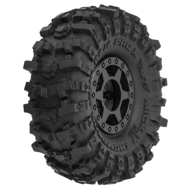 Pro-Line Mickey Thompson Baja Pro X 1.0" Tires Mounted on Black Holcomb Beadlock Wheels (4)