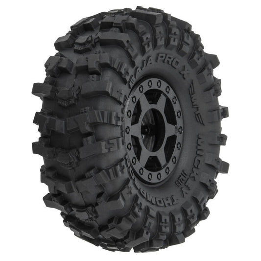 Pro-Line Mickey Thompson Baja Pro X 1.0" Tires Mounted on Black Holcomb Beadlock Wheels (4)