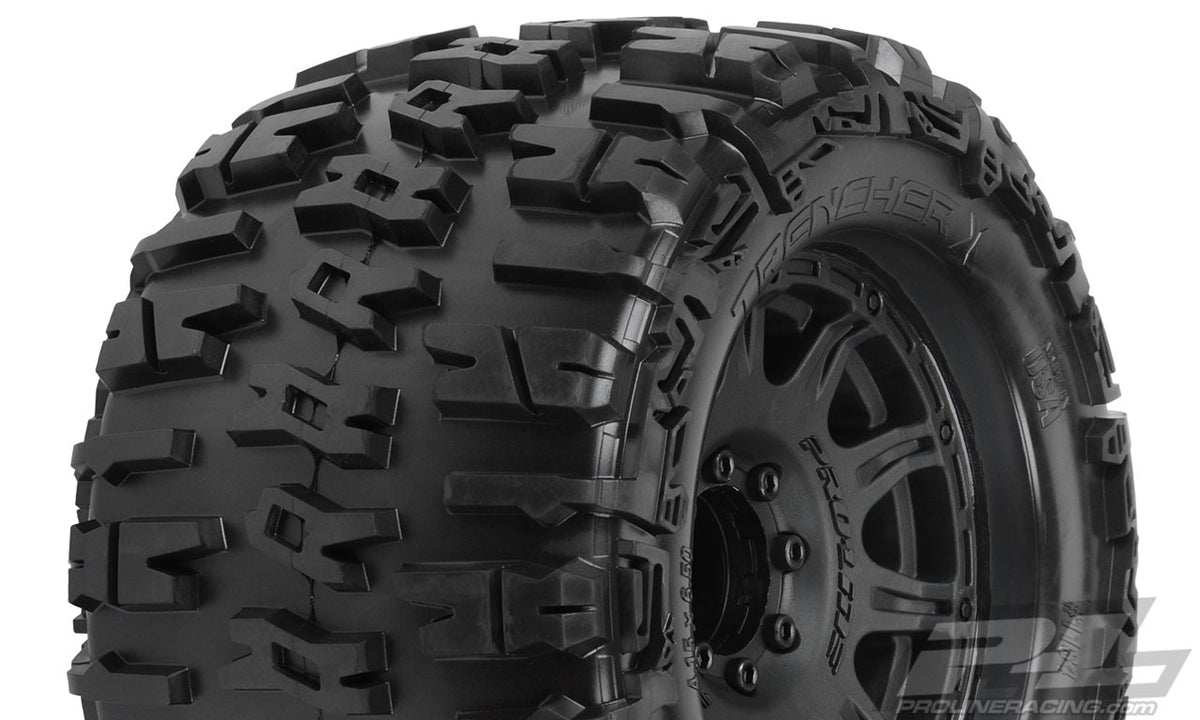 Pro-Line Trencher X 3.8" All Terrain Tires Mounted on Raid 8x32 Wheels (2)