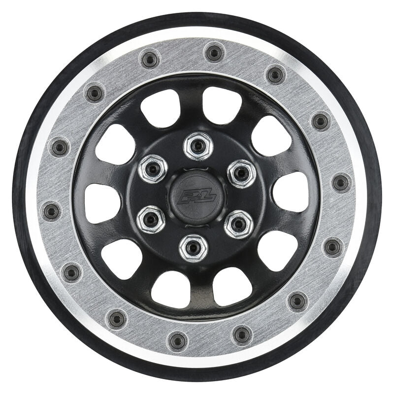Pro-Line 2.9" Steelies Stamped Steel Bouncer Beadlock Wheels for SCX6 (Silver/Black) (2)