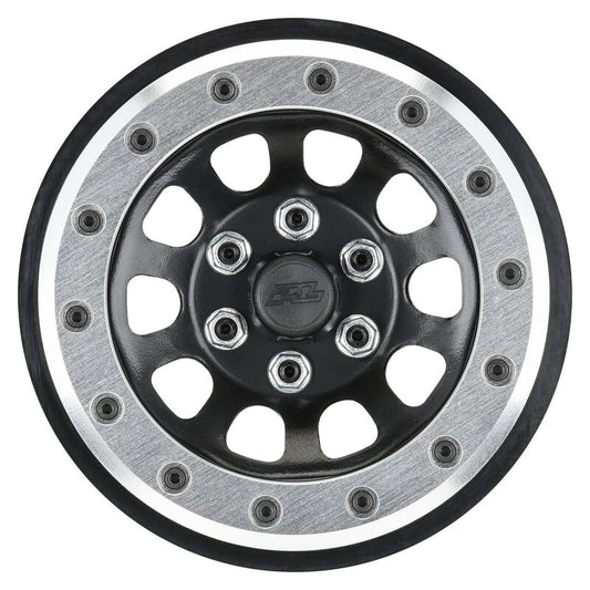Pro-Line 2.9" Steelies Stamped Steel Bouncer Beadlock Wheels for SCX6 (Silver/Black) (2)