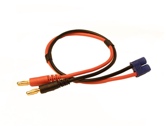 Racers Edge Charge Adapter Male EC3 to Male 4mm Bullets 300mm Wire