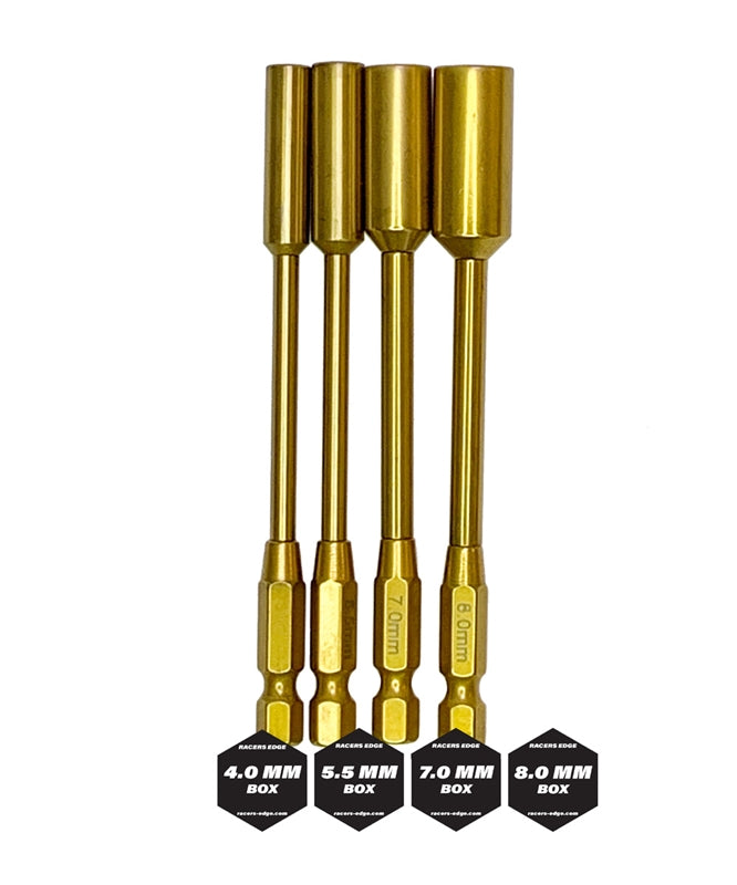 Racers Edge Titanium Metric Nut Tips, Power Tool Replacements (4 pcs)