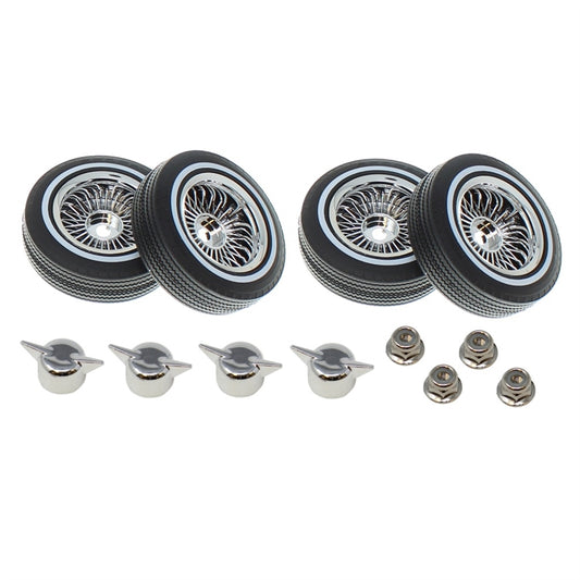 Redcat Lowrider Wire Wheels with Low Profile Tires, Lock Nuts and Knockoffs - Silver (4 sets)