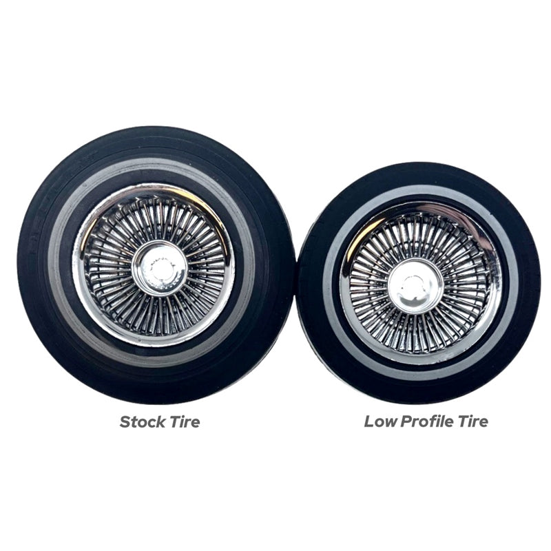 Redcat Lowrider Wire Wheels with Low Profile Tires, Lock Nuts and Knockoffs - Silver (4 sets)
