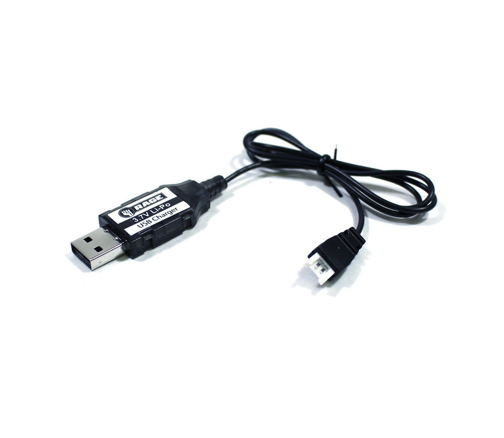 Rage RC 1S 3.7V 500mA USB Charger; Tempest 600, Super Cub MX4, Micro Warbirds