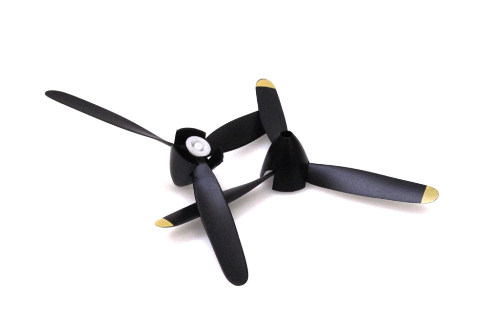Rage RC 3-Blade Propeller Set, Black Spinner, Warbirds (2)
