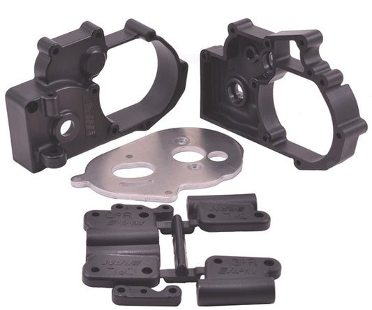 RPM Hybrid Gearbox Housing and Rear Mounts (Black) Stampede 2wd / Rustler 2wd / Slash 2wd