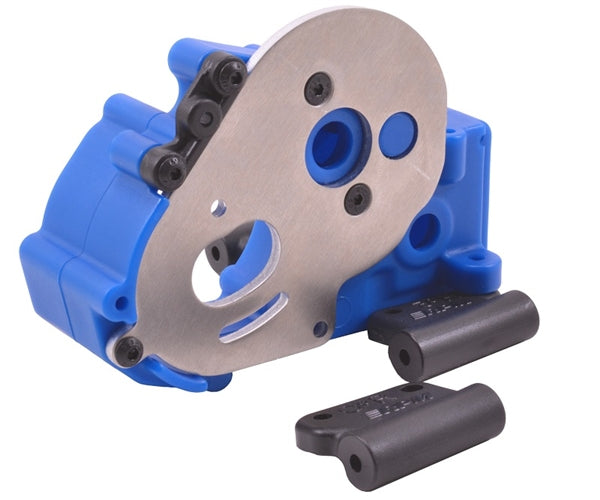 RPM Hybrid Gearbox Housing and Rear Mounts (Blue) Stampede 2wd / Rustler 2wd / Slash 2wd