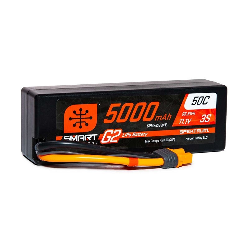 Spektrum 3S 11.1V 5000mAh 50C Smart G2 Hardcase LiPo Battery - IC3