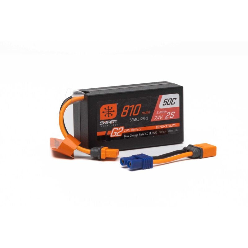 Spektrum 2S 7.4V 810mAh 50C Smart G2 LiPo Battery - IC2 / EC2