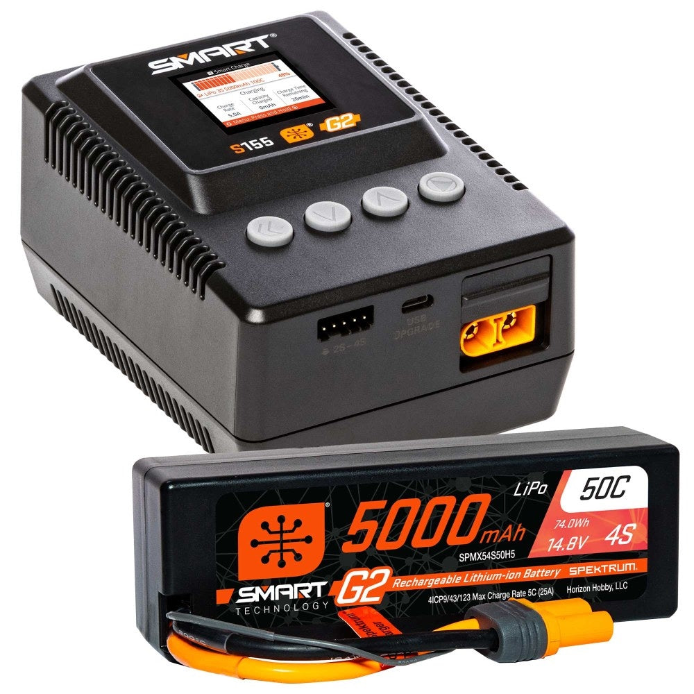 Spektrum Smart Powerstage: 5000mAh 4S G2 LiPo Battery & S155 Charger