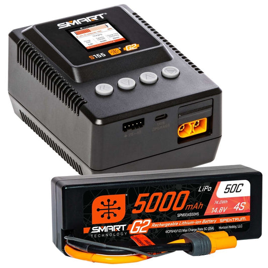 Spektrum Smart Powerstage: 5000mAh 4S G2 LiPo Battery & S155 Charger