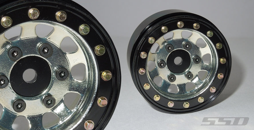 SSD RC 1.55" Steel D Hole Beadlock Wheels (Silver) (2)