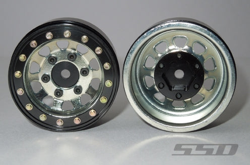 SSD RC 1.55" Steel D Hole Beadlock Wheels (Silver) (2)