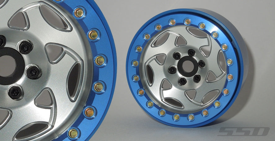 SSD RC 2.2" Champion PL Beadlock Wheels (Silver / Blue) (2)