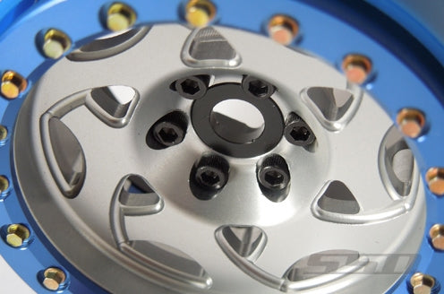 SSD RC 2.2" Champion PL Beadlock Wheels (Silver / Blue) (2)