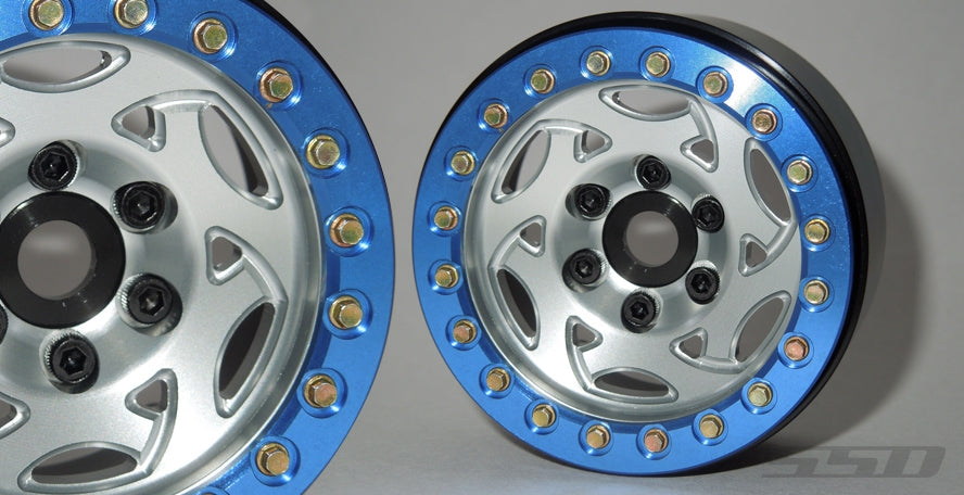 SSD RC 1.9" Champion Beadlock Wheels (Silver / Blue) (2)