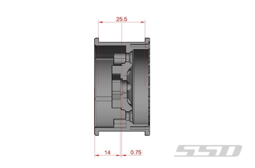 SSD RC Single 1.9" Contender Beadlock Wheel (Grey) (1)