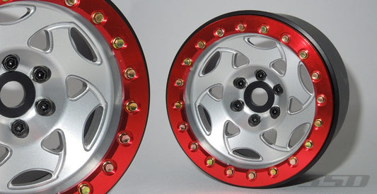 SSD RC 2.2" Champion Beadlock Wheels (Silver / Red) (2)