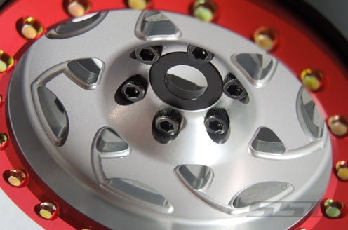 SSD RC Single 2.2" Champion Beadlock Wheel (Silver / Red) (1)