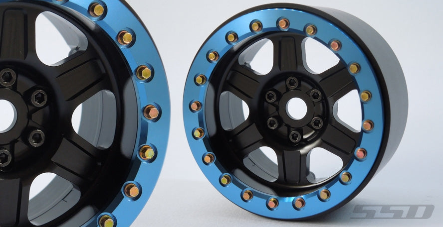 SSD RC 2.2" Challenger Beadlock Wheels (Black / Blue) (2)