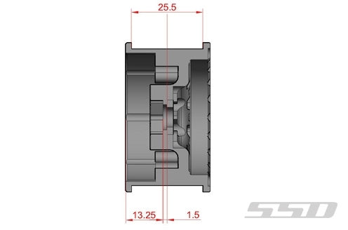 SSD RC Single 1.9" Warrior Beadlock Wheel (Black) (1)