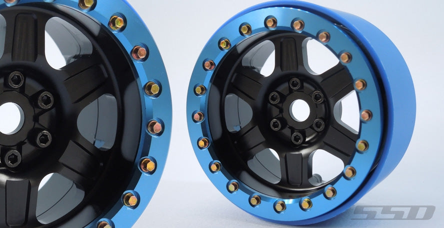 SSD RC 2.2" Challenger PL Beadlock Wheels (Black / Blue) (2)