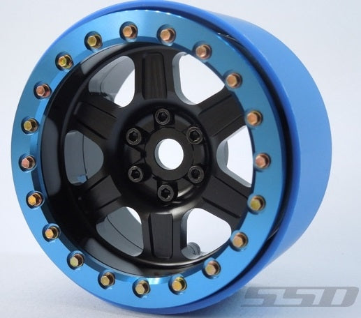 SSD RC Single 2.2" Challenger PL Beadlock Wheel (Black / Blue) (1)