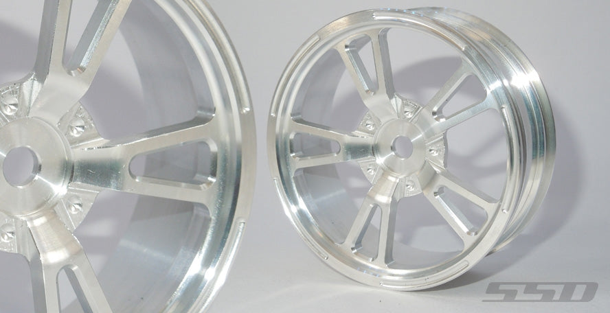 SSD RC V Spoke Front 2.2" Drag Racing Wheels (Silver) (2)