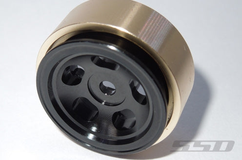 SSD RC 1.0" Aluminum / Brass D Hole Wheels (Black) (2)
