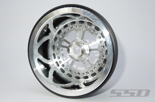 SSD RC V Spoke Rear 2.2" / 3.0" Lightweight Drag Racing Beadlock Wheels (Silver) (2)
