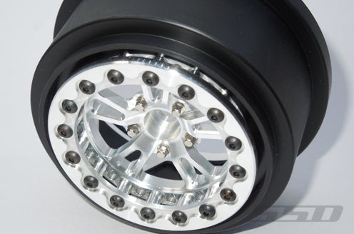 SSD RC V Spoke Rear 2.2" / 3.0" Lightweight Drag Racing Beadlock Wheels (Silver) (2)