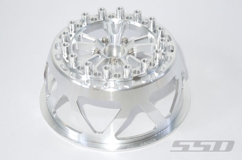 SSD RC V Spoke Rear 2.2" / 3.0" Lightweight Drag Racing Beadlock Wheels (Silver) (2)