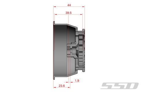 SSD RC V Spoke Rear 2.2" / 3.0" Lightweight Drag Racing Beadlock Wheels (Silver) (2)