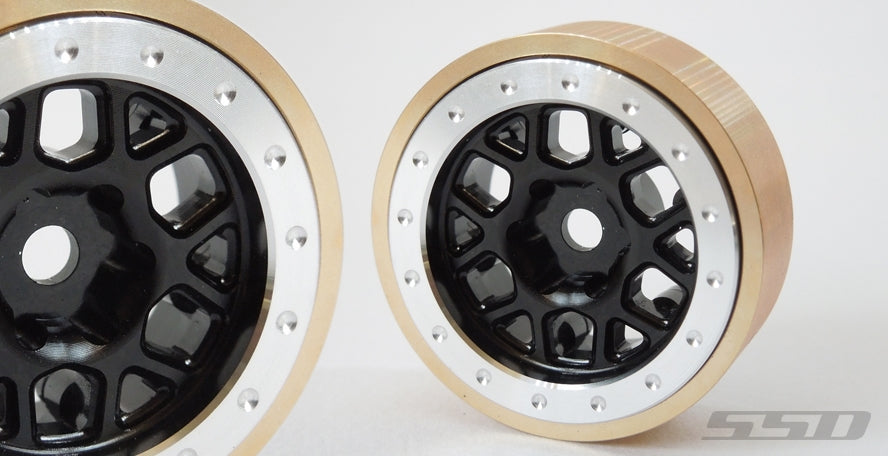SSD RC 1.0" Aluminum / Brass Boxer Wheels (Black) (2)