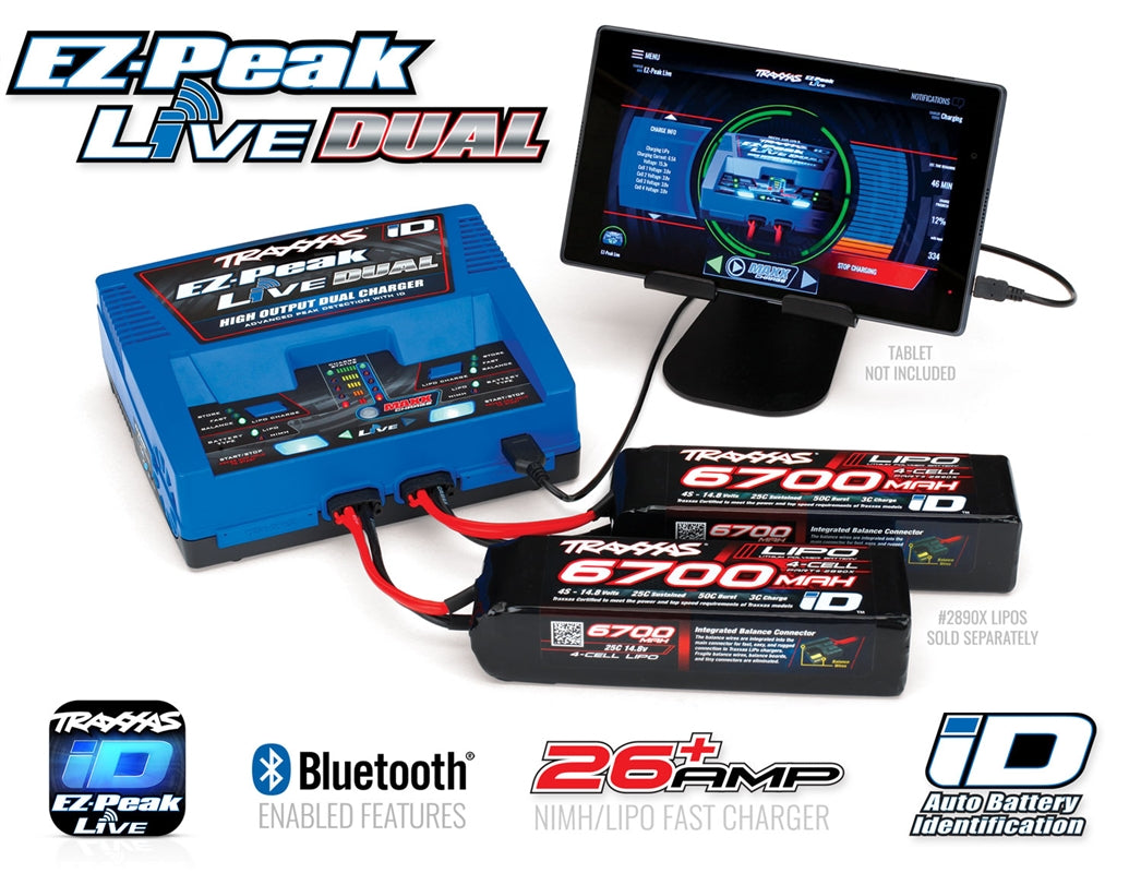 Traxxas EZ-Peak Live Dual 200W NiMH/LiPo AC Charger w/iD Auto