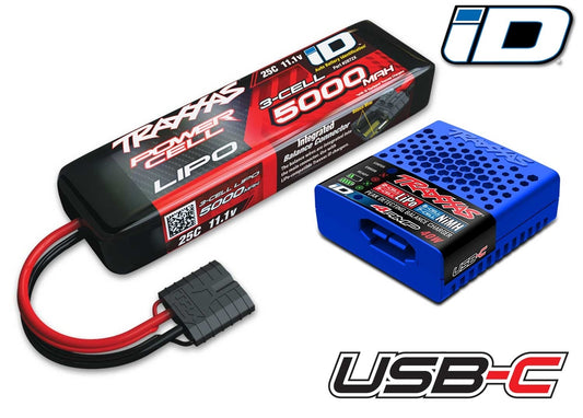Traxxas 3S Completer Pack with (1) 3S 11.1V 5000mAh 25C LiPo Battery and (1) USB-C Charger