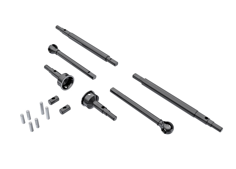 Traxxas Axle shafts, front (2), rear (2), stub axles, front (2), TRX-4M