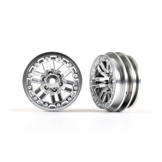 Traxxas Wheels, 1.0", Style 1 (satin chrome) (2), TRX-4M