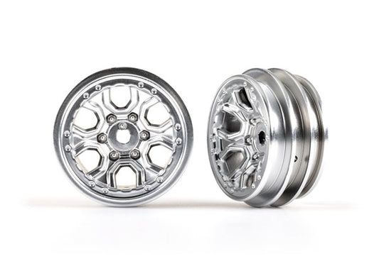 Traxxas Wheels, 1.0", Style 2 (black chrome) (2), TRX-4M