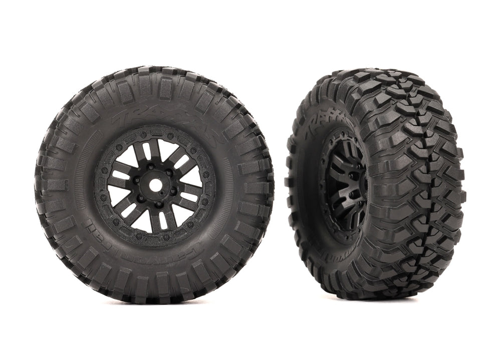 Traxxas Tires, 1.0", Canyon Trail, Pre-mounted on black wheels (2), TRX-4M