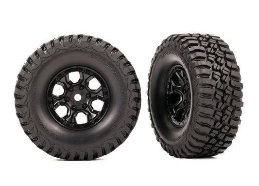 Traxxas Tires, 1.0", BFGoodrich Mud-Terrain T/A KM3, Pre-mounted on black wheels (2), TRX-4M