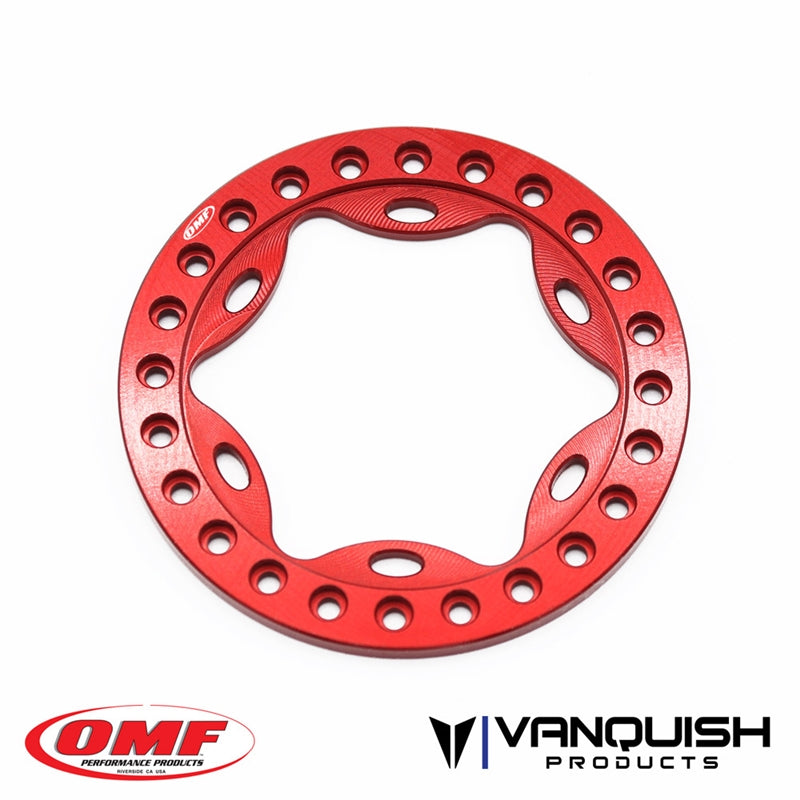 Vanquish Products OMF 1.9" Scallop Beadlock Red Anodized (1)