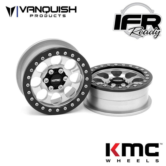 Vanquish Products 2.2" Aluminum KMC KM237 Riot Beadlock Wheels Clear Anodized (2)