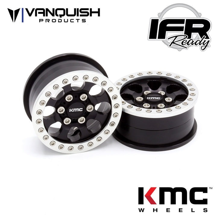 Vanquish Products 1.9" Aluminum KMC KM237 Riot Beadlock Wheels Black Anodized (2)